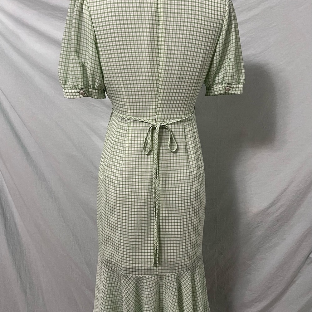 Green Checkered Ruffle Dress - Picture 3 of 5